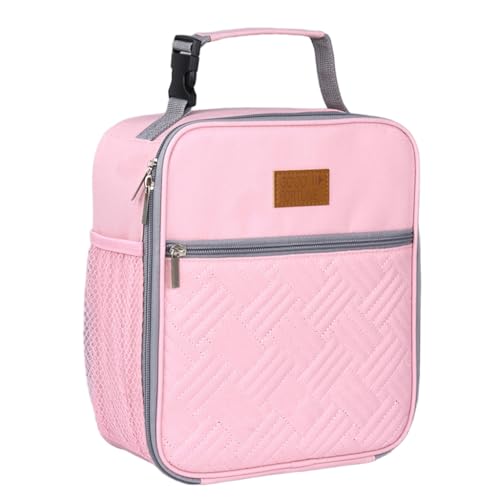 PALAY® Lunch Bag with Bottle Holder Pink Cooler Lightweight Reusable Insulated Lunch Bags for Work Office School Travel Picnic-Light for Women Men Kids Girls Teen Adults PALAY® Lunch Bag with Bottle Holder Pink Cooler Lightweight Reusable Insulated Lunch Bags for Work Office School Travel Picnic-Light for Women Men Kids Girls Teen Adults